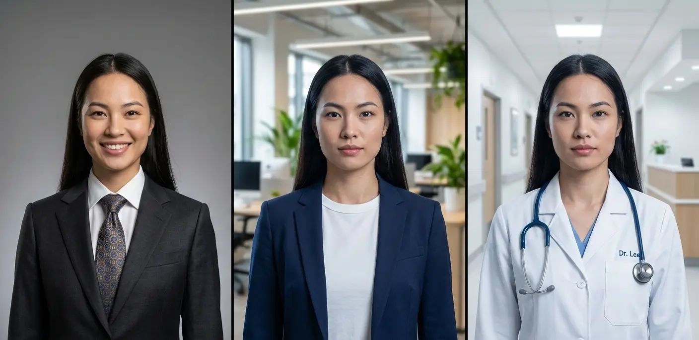 Three career personas for the same person: Banking, Tech Startup, and Medical